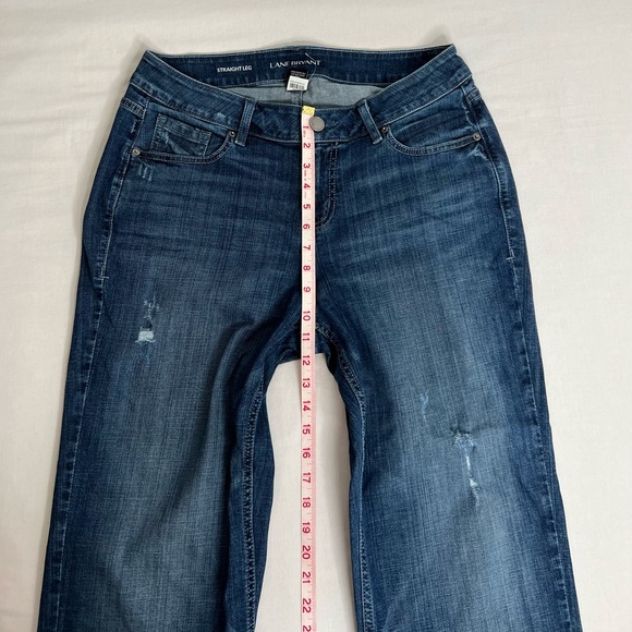 Lane Bryant Women's Size 14 Blue Straight Elastic Waist Dark Wash Stretch Jeans - Picture 2 of 10